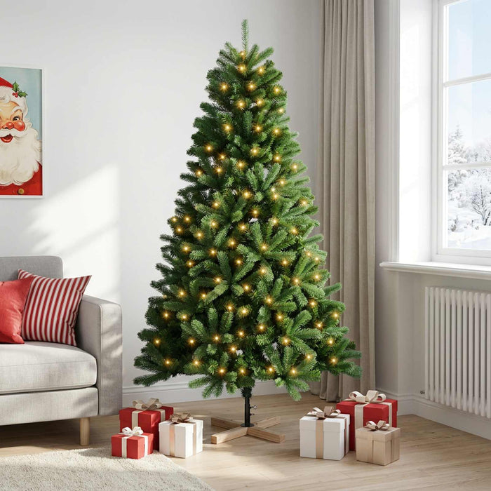 Brad de Crăciun artificial 120 cm 150 LED-uri Alb cald PVC WALTI