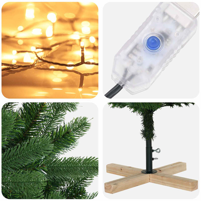 Brad de Crăciun artificial 120 cm 150 LED-uri Alb cald PVC WALTI