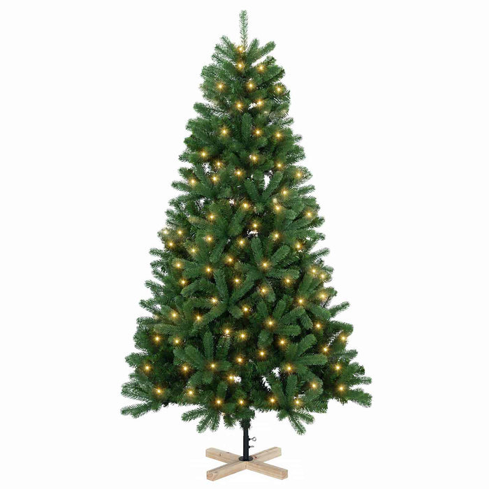 Brad de Crăciun artificial 150 cm 150 LED-uri Alb cald PVC WALTI