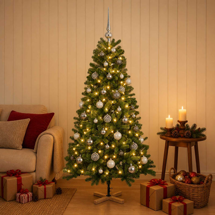 Brad de Crăciun artificial cu glob 150 cm 150 LED-uri Alb cald - WALTI WALTI