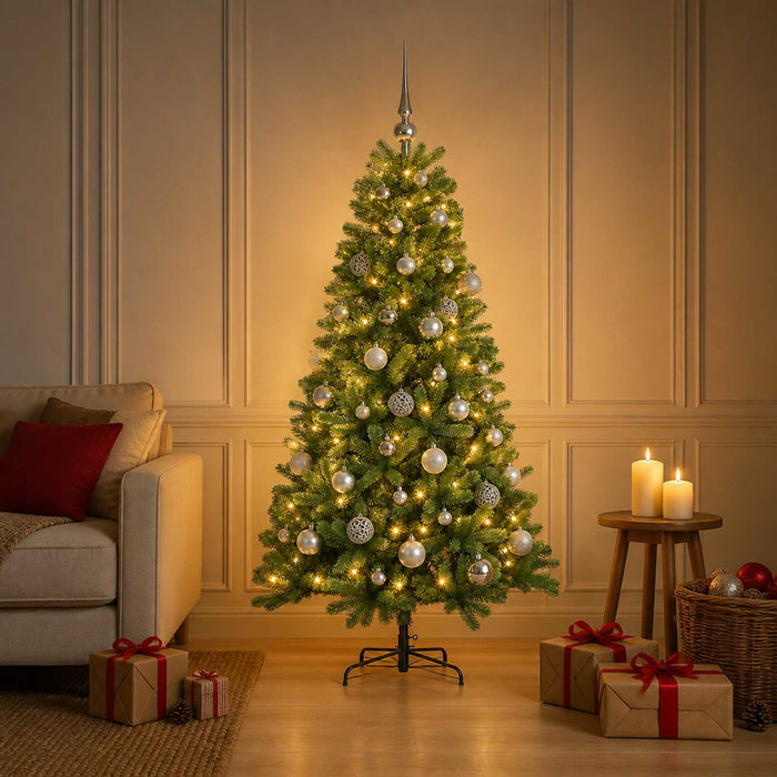 Brad de Crăciun artificial cu glob 150 cm 150 LED-uri Alb cald WALTI