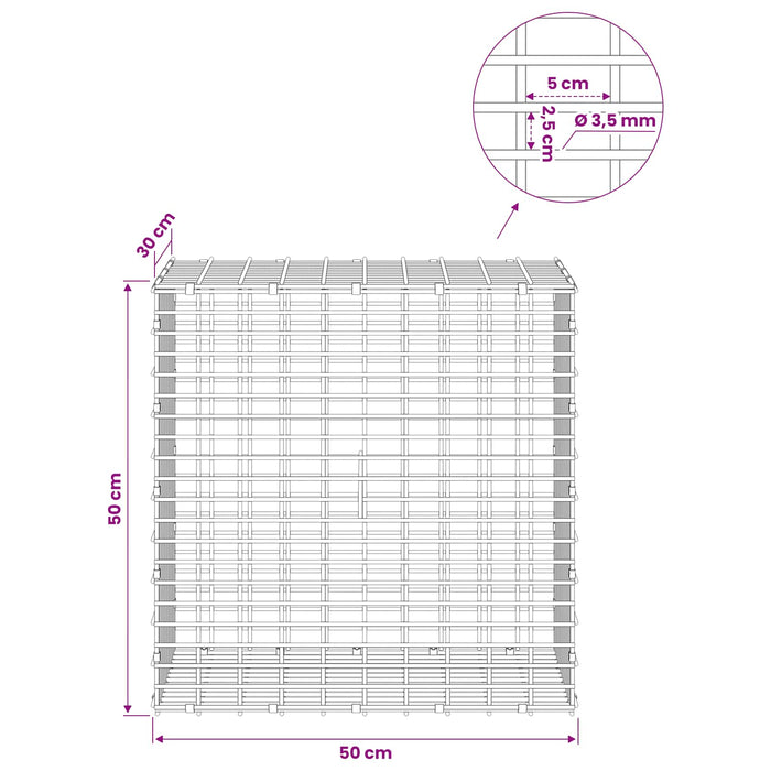 Gabion cu fir de 3,5 mm și plasă de 5x2,5 cm 50x30x50 cm WALTI