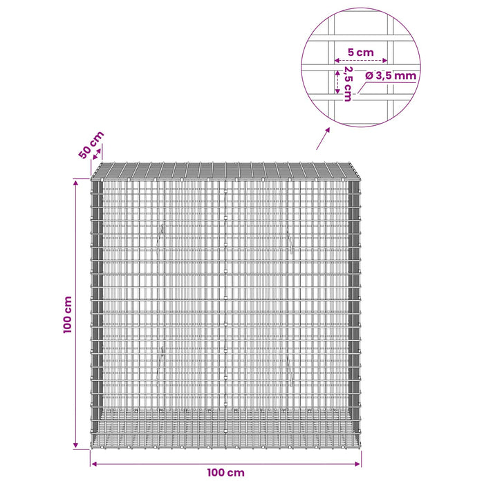 Gabion cu fir de 3,5 mm și plasă de 5x2,5 cm 100x50x100 cm WALTI