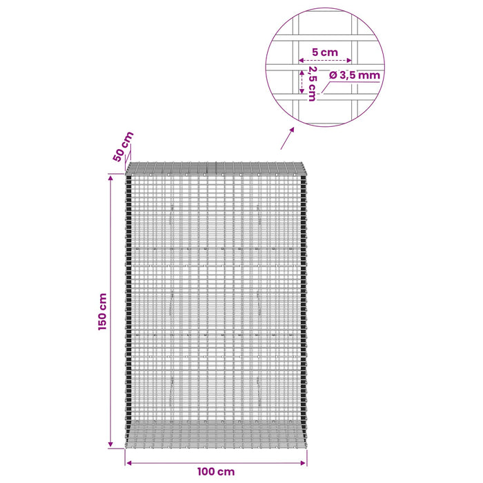 Gabion cu fir de 3,5 mm și plasă de 5x2,5 cm 100x50x150 cm - WALTI WALTI