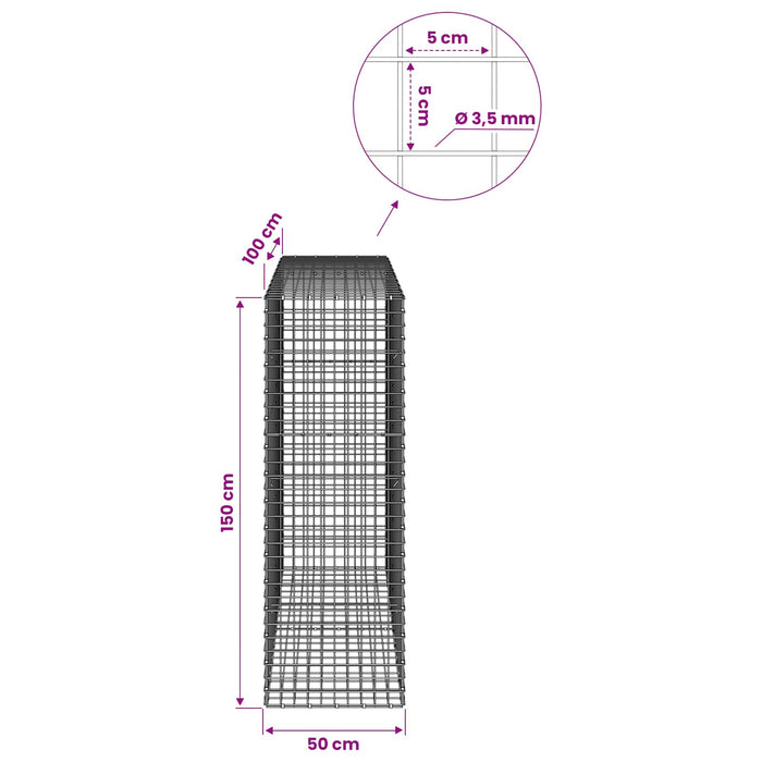 Gabion cu sârmă de 3,5 mm și plasă de 5x5 cm 50x100x150 cm - WALTI WALTI