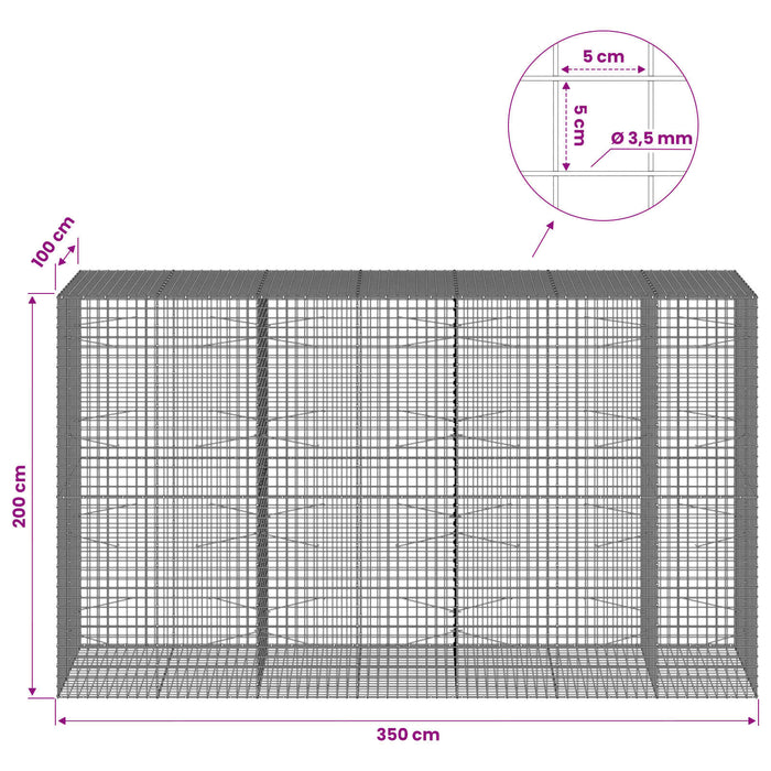 Gabion cu sârmă de 3,5 mm și plasă de 5x5 cm 350x100x200 cm - WALTI WALTI