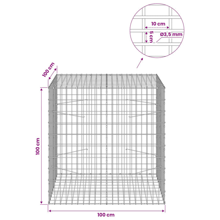 Gabion cu Sârmă de 3,5 mm și Plasă de 5x10 cm 100x100x100 cm WALTI