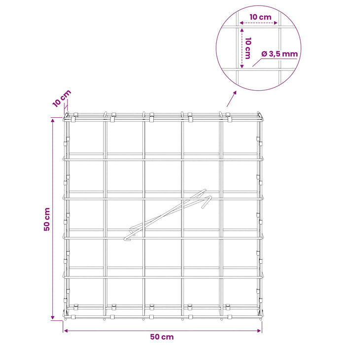 Gabion cu Fir de 3,5 mm și Plasă de 10x10 cm 50x10x50 cm WALTI