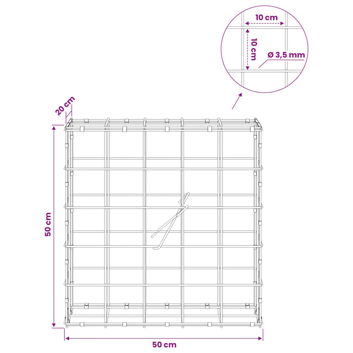 Gabion cu Fir de 3,5 mm și Plasă de 10x10 cm 50x20x50 cm WALTI