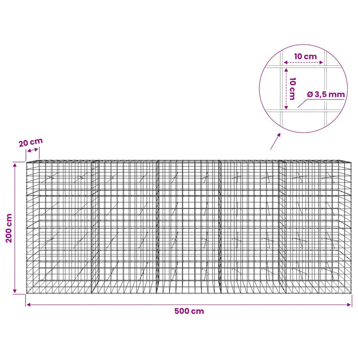 Gabion cu Fir de 3,5 mm și Plasă de 10x10 cm 500x20x200 cm WALTI
