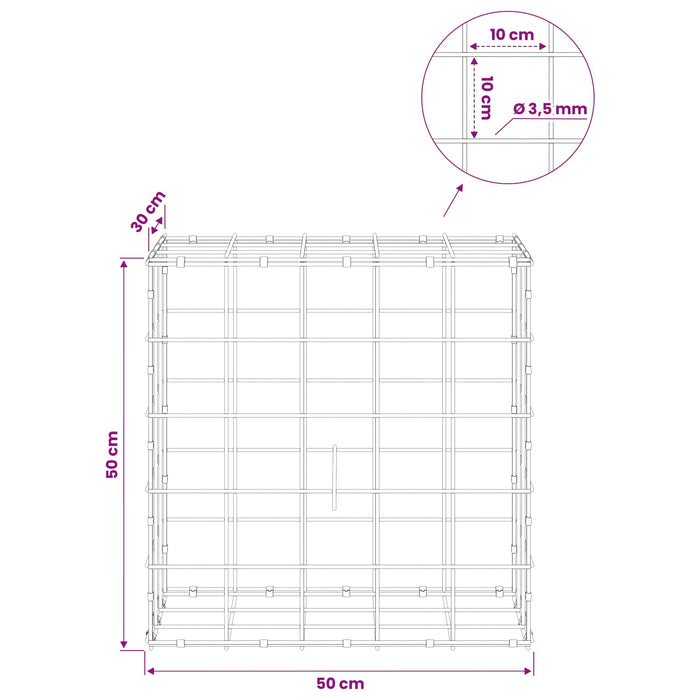 Gabion cu Fir de 3,5 mm și Plasă de 10x10 cm 50x30x50 cm WALTI