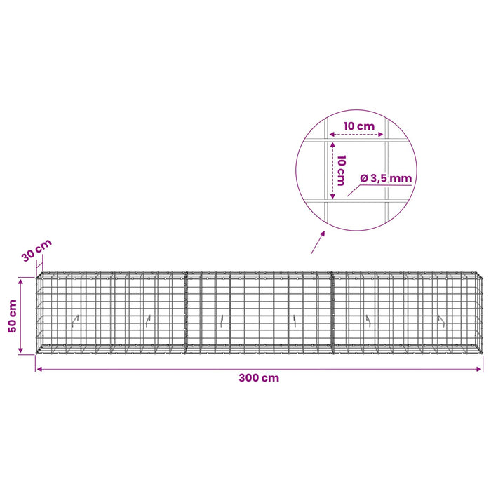 Gabion cu Fir de 3,5 mm și Plasă de 10x10 cm 300x30x50 cm WALTI
