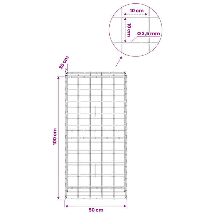 Gabion cu Fir de 3,5 mm și Plasă de 10x10 cm 50x30x100 cm WALTI