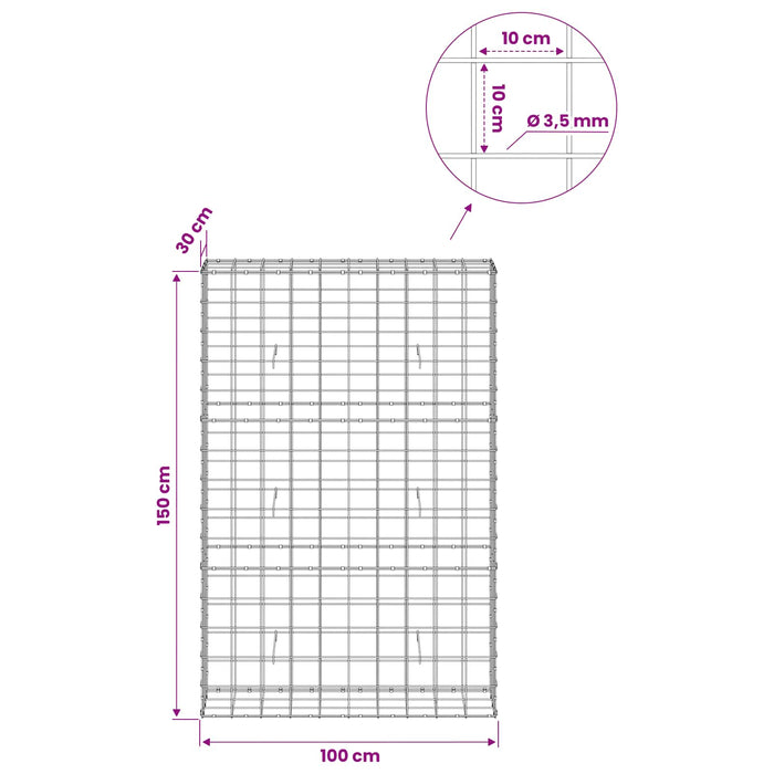 Gabion cu Fir de 3,5 mm și Plasă de 10x10 cm 100x30x150 cm WALTI
