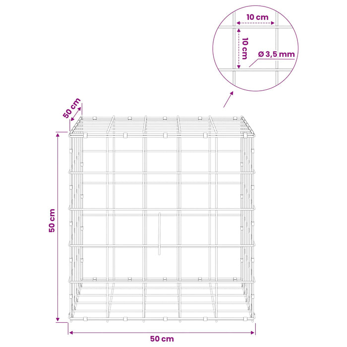 Gabion cu Fir de 3,5 mm și Plasă de 10x10 cm 50x50x50 cm WALTI