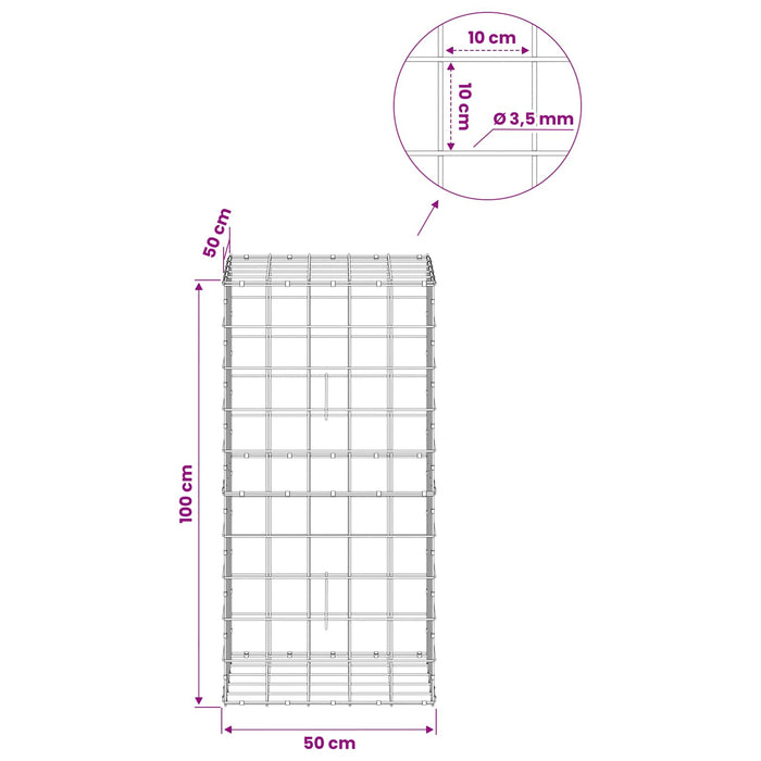 Gabion cu Fir de 3,5 mm și Plasă de 10x10 cm 50x50x100 cm WALTI