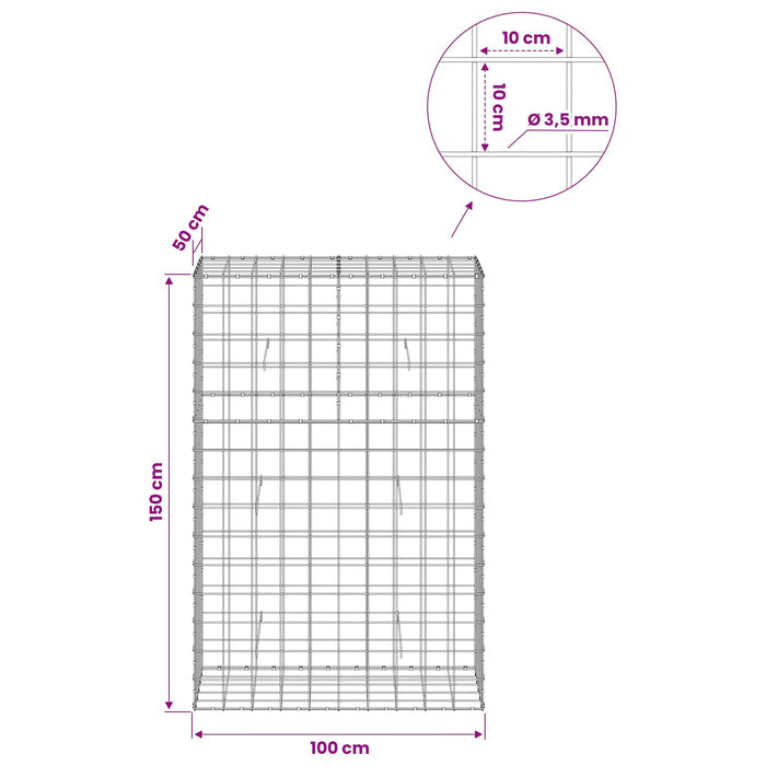 Gabion cu Fir de 3,5 mm și Plasă de 10x10 cm 100x50x150 cm WALTI