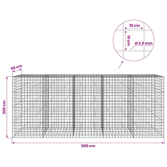 Gabion cu Fir de 3,5 mm și Plasă de 10x10 cm 500x50x200 cm WALTI