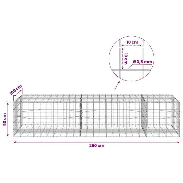 Gabion cu Fir de 3,5 mm și Plasă de 10x10 cm 250x100x50 cm WALTI