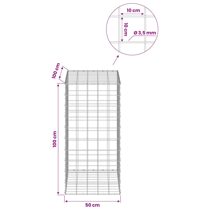 Gabion cu Fir de 3,5 mm și Plasă de 10x10 cm 50x100x100 cm WALTI