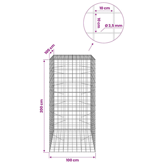 Gabion cu Fir de 3,5 mm și Plasă de 10x10 cm 100x100x200 cm WALTI