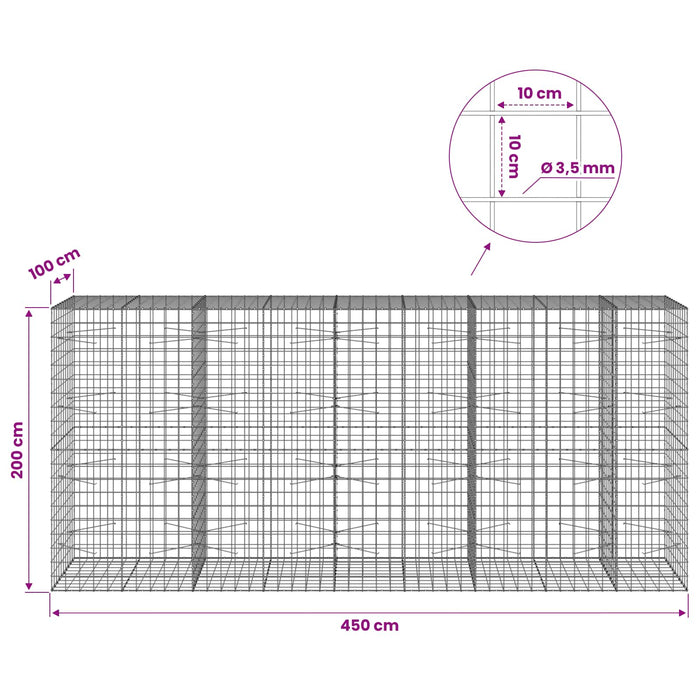 Gabion cu Fir de 3,5 mm și Plasă de 10x10 cm 450x100x200 cm WALTI