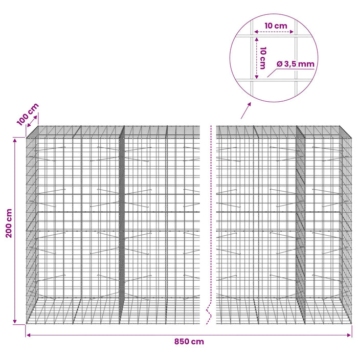 Gabion cu Fir de 3,5 mm și Plasă de 10x10 cm 850x100x200 cm WALTI