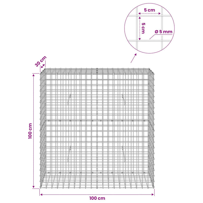 Gabion cu sârmă de 5 mm și plasă de 5x5 cm 100x30x100 cm WALTI
