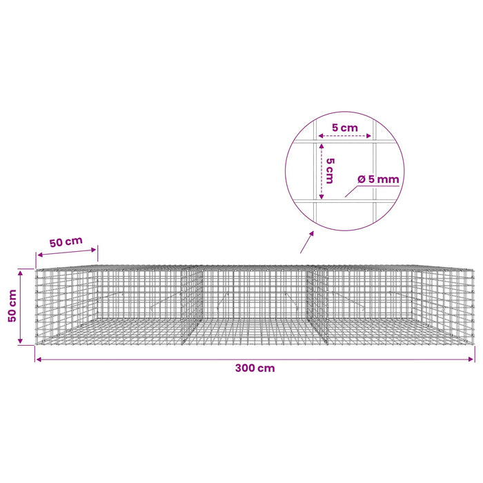 Gabion cu sârmă de 5 mm și plasă de 5x5 cm 300x50x50 cm WALTI