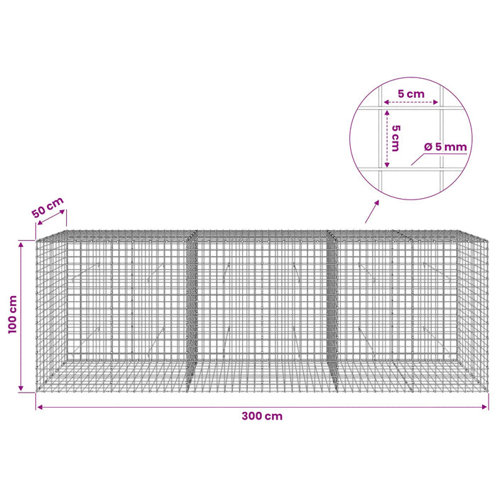 Gabion cu sârmă de 5 mm și plasă de 5x5 cm 300x50x100 cm WALTI