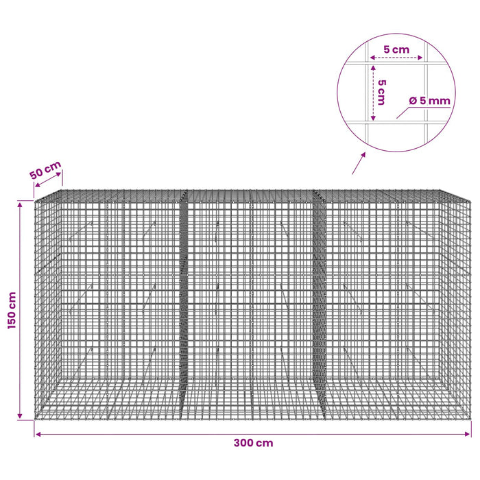 Gabion cu sârmă de 5 mm și plasă de 5x5 cm 300x50x150 cm WALTI