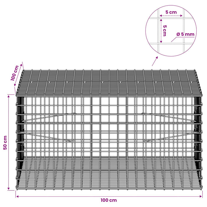 Gabion cu sârmă de 5 mm și plasă de 5x5 cm 100x100x50 cm WALTI