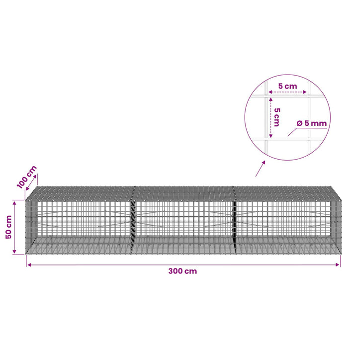 Gabion cu sârmă de 5 mm și plasă de 5x5 cm 300x100x50 cm WALTI