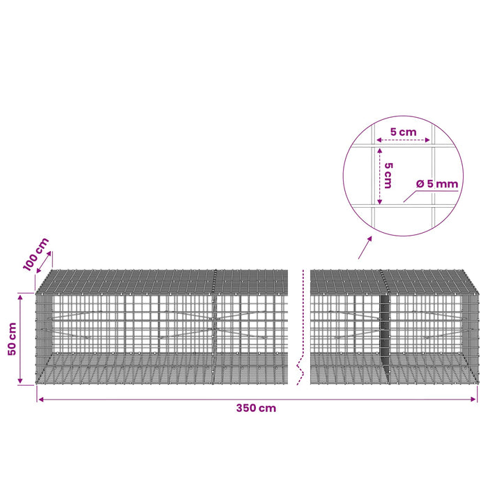 Gabion cu sârmă de 5 mm și plasă de 5x5 cm 350x100x50 cm WALTI