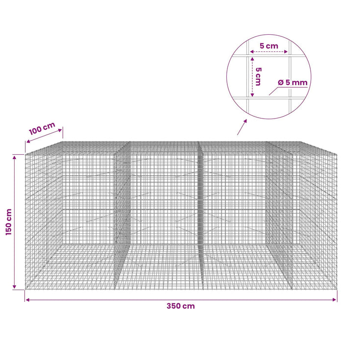 Gabion cu sârmă de 5 mm și plasă de 5x5 cm 350x100x150 cm WALTI