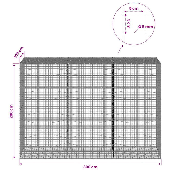 Gabion cu sârmă de 5 mm și plasă de 5x5 cm 300x100x200 cm WALTI