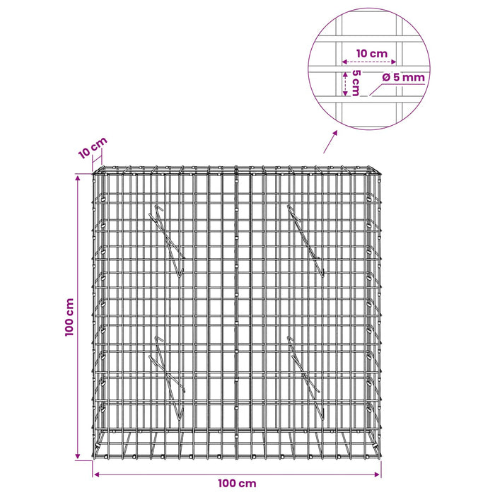 Gabion cu Sârmă de 5 mm și Plasă de 5x10 cm 100x10x100 cm WALTI