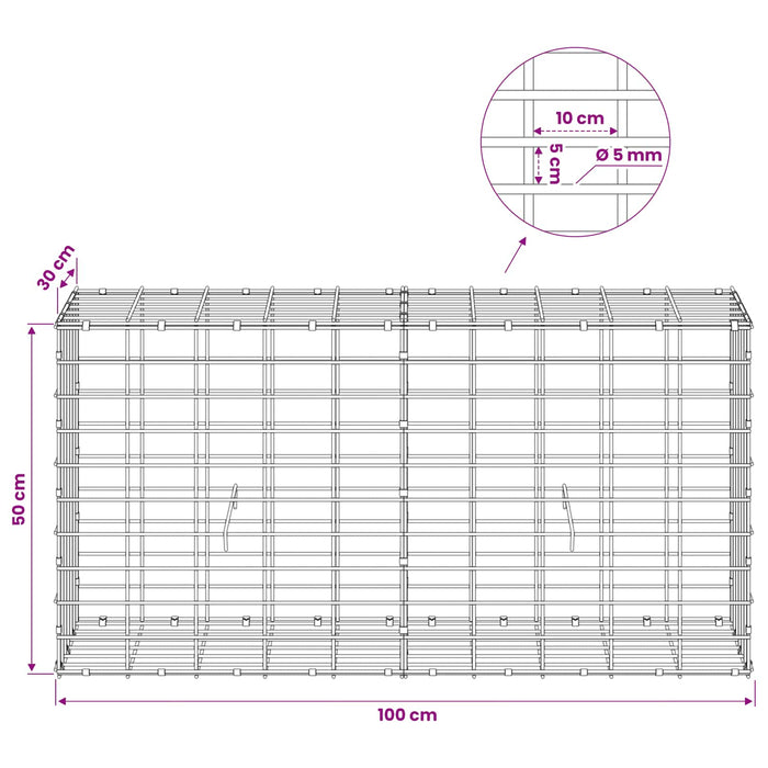 Gabion cu Sârmă de 5 mm și Plasă de 5x10 cm 100x30x50 cm WALTI