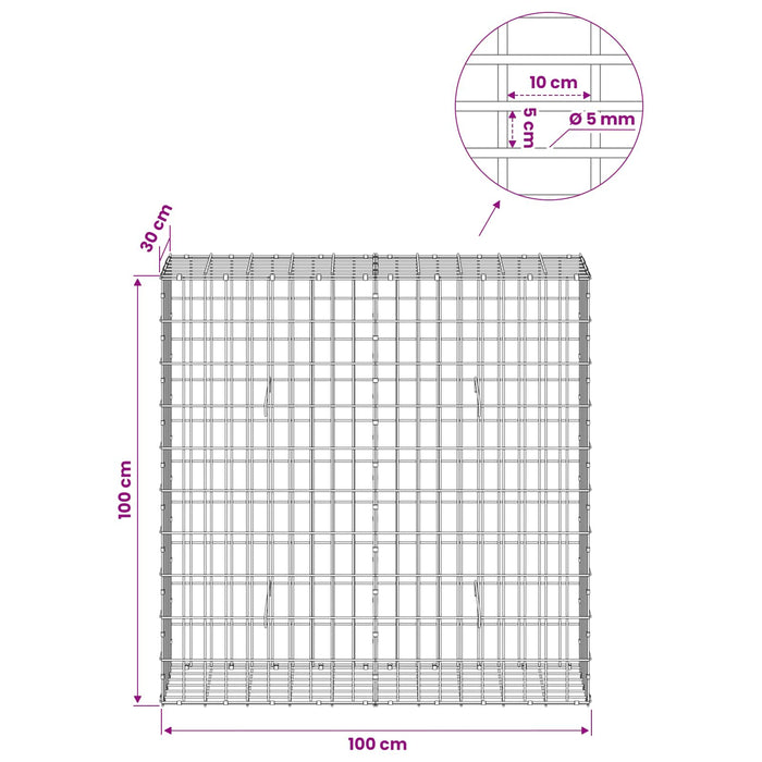 Gabion cu Sârmă de 5 mm și Plasă de 5x10 cm 100x30x100 cm WALTI