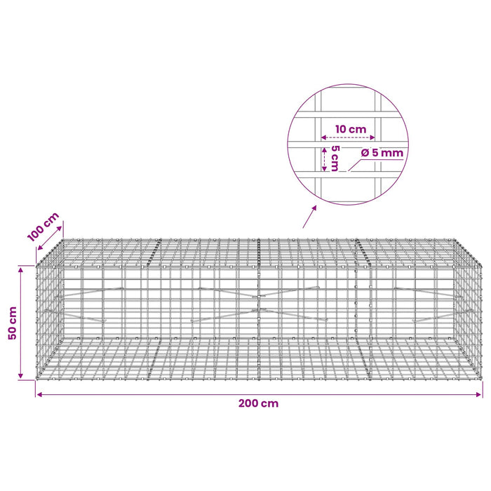 Gabion cu Fir de 5 mm și Plasă de 5x10 cm 200x100x50 cm WALTI
