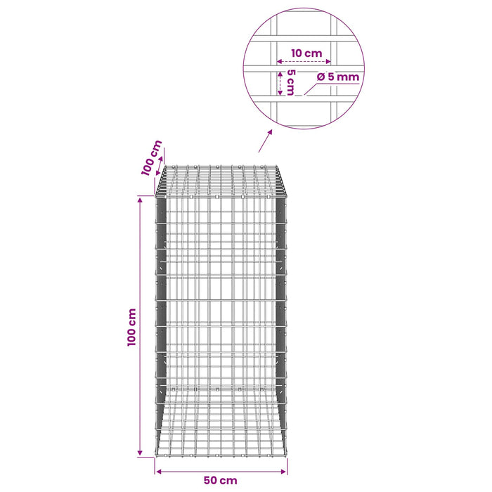 Gabion cu Sârmă de 5 mm și Plasă de 5x10 cm 50x100x100 cm WALTI