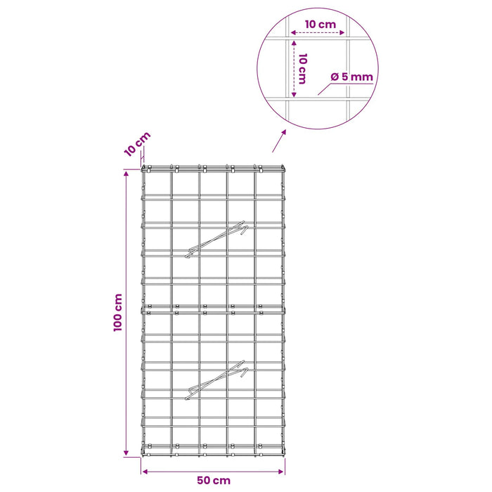 Gabion cu fir de 5 mm și plasă de 10x10 cm 50x10x100 cm WALTI