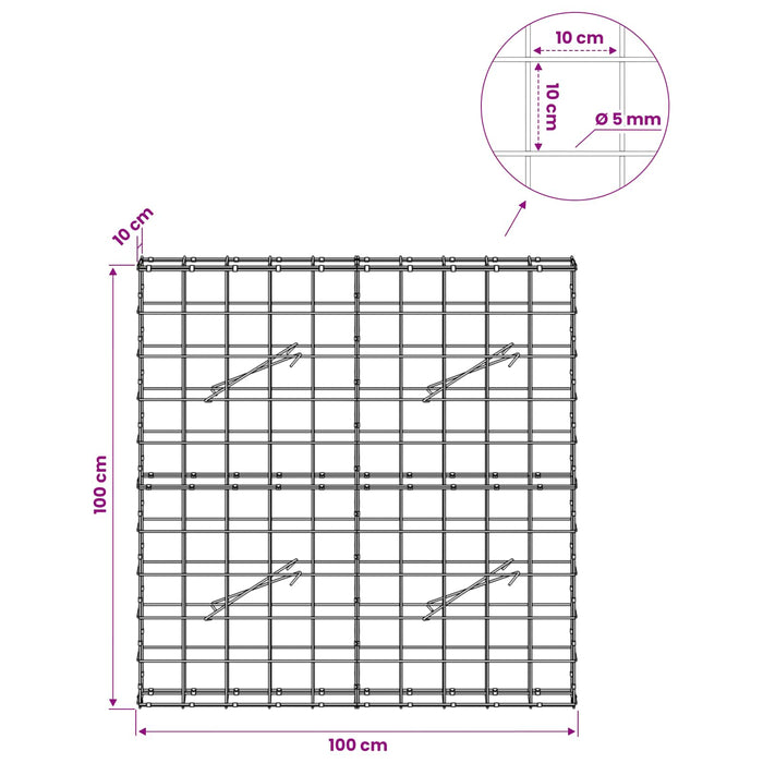 Gabion cu fir de 5 mm și plasă de 10x10 cm 100x10x100 cm - WALTI WALTI