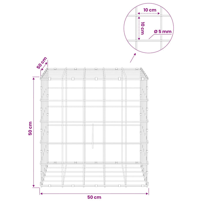 Gabion cu fir de 5 mm și plasă de 10x10 cm 50x50x50 cm WALTI