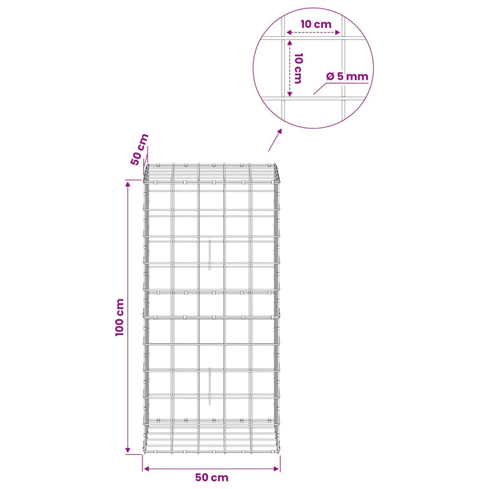Gabion cu fir de 5 mm și plasă de 10x10 cm 50x50x100 cm WALTI