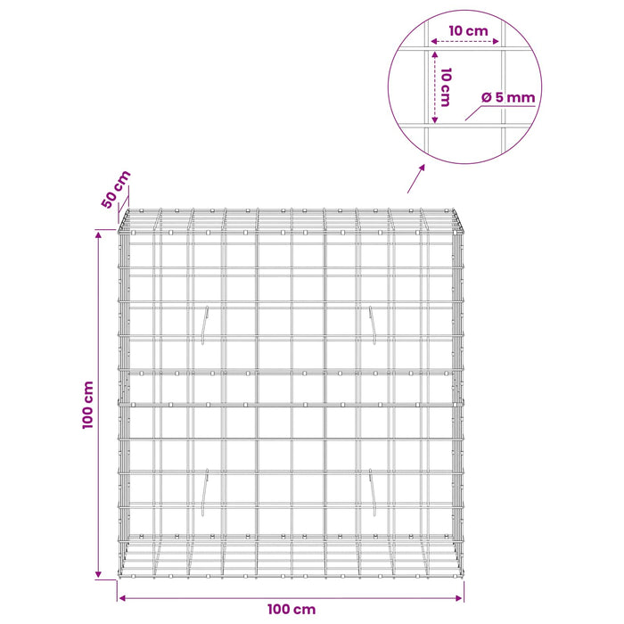 Gabion cu fir de 5 mm și plasă de 10x10 cm 100x50x100 cm WALTI