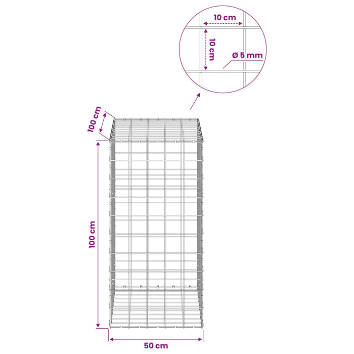 Gabion cu fir de 5 mm și plasă de 10x10 cm 50x100x100 cm WALTI