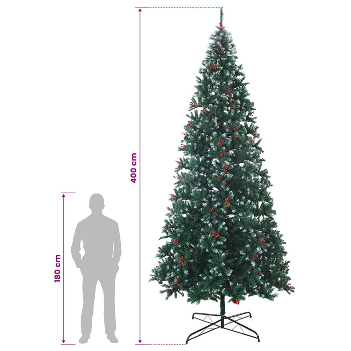 Brad de Crăciun artificial 400 cm PVC și Oțel Verde și alb - WALTI WALTI