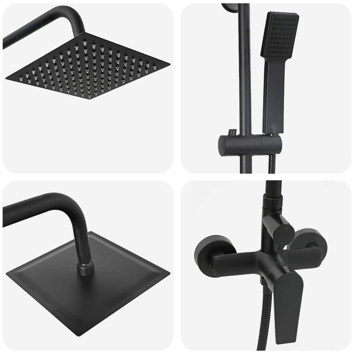 Sistem de Duș Negru Oţel inoxidabil 21 x 48 x 112 cm WALTI