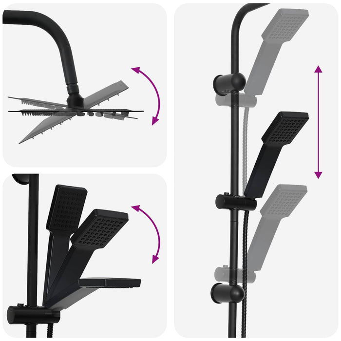Sistem de Duș Negru Oţel inoxidabil 21 x 48 x 112 cm WALTI